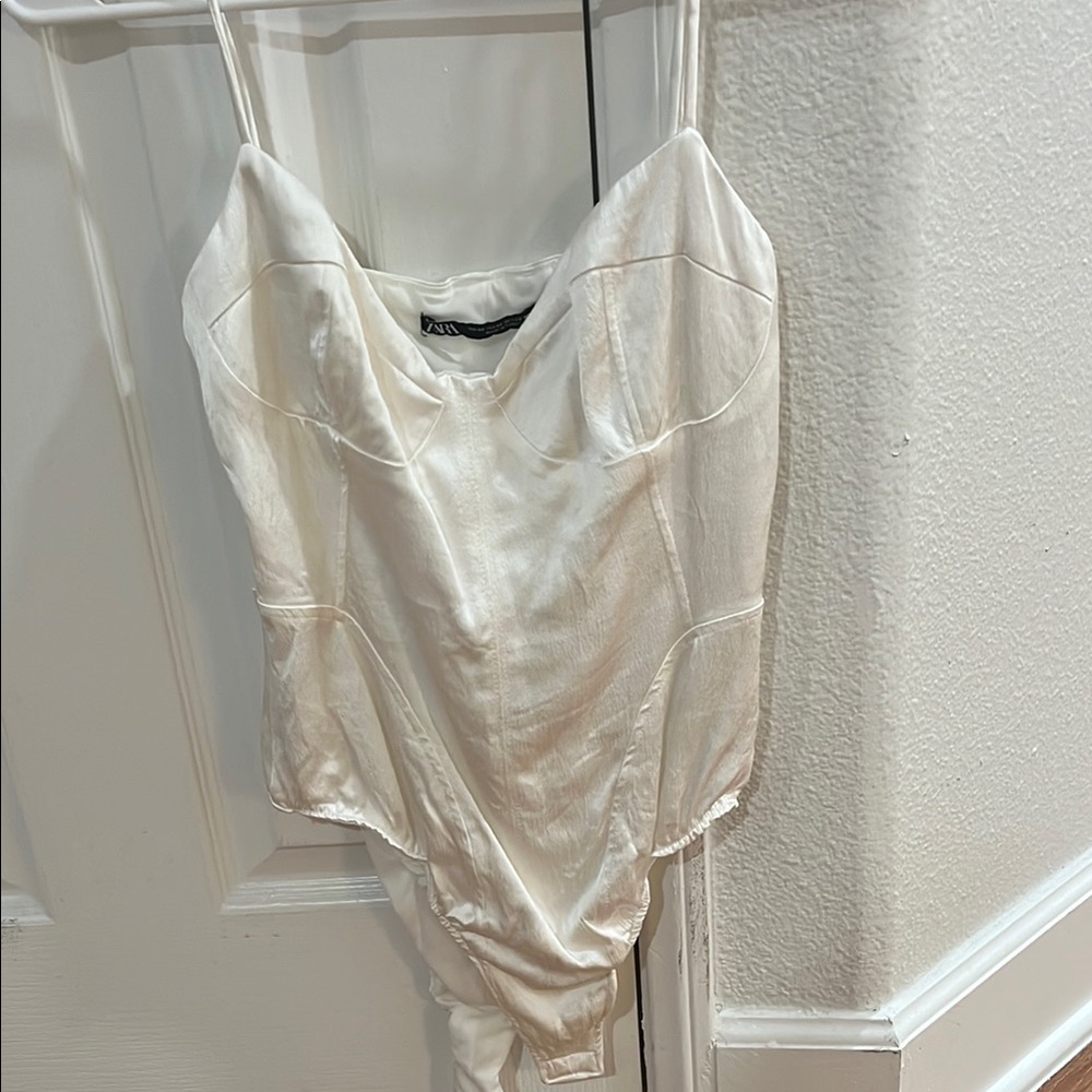 Zara Ivory Chemise with Spaghetti Straps